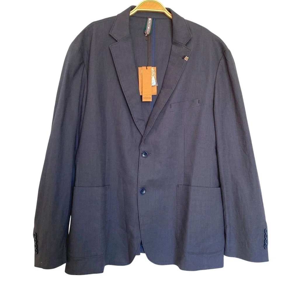 Paul Jones PJ Linen Blend Blazer Sport Coat Men 2XL Navy Coastal Preppy Jacket